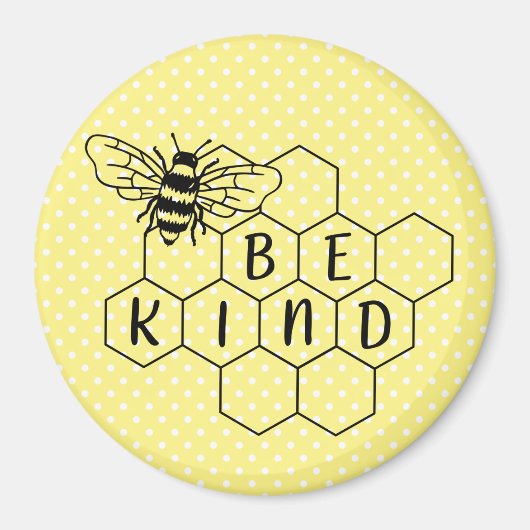 Seien Sie freundlich Hummel Gelber Polka Dot Magnet (Vorne)