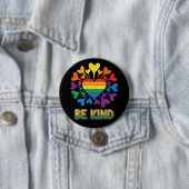 Seien Sie freundlich lebendige Gay Pride-Flag-Herz Button (Beispiel)