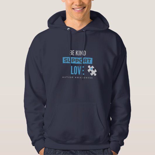 Seien Sie freundlich. Liebe. Autismus Pullover Hoo (Vorderseite)