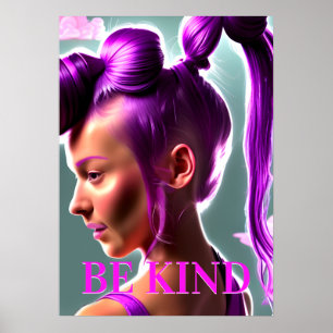 Seien Sie freundlich Lila Girl Wall Art Poster