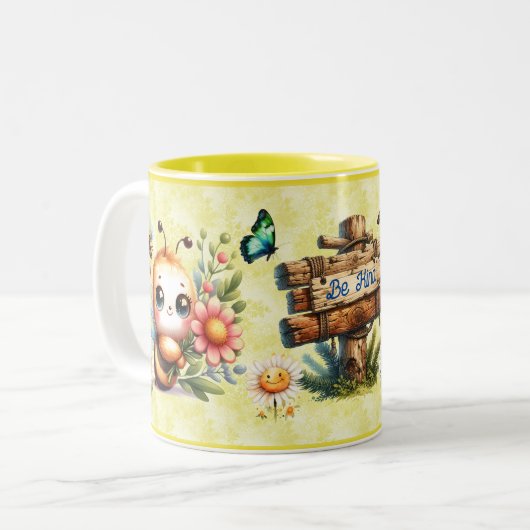 Seien Sie freundlich Niedliche Bee Tasse Yellow Da (Vorderseite Links)