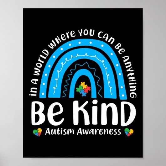 Seien Sie freundlich Rainbow Autismus Awareness Ki Poster (Vorne)