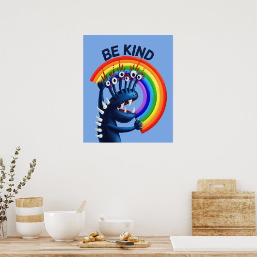 Seien Sie freundlich Rainbow Funny Güte Poster (Küche)