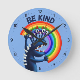 Seien Sie freundlich Rainbow Niedlich Kindkind Runde Wanduhr