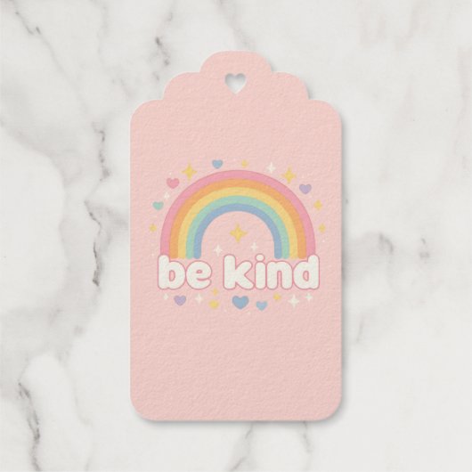 Seien Sie freundlich - Rainbow Pastel-Positionieru Geschenkanhänger (Rückseite)