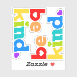 Seien Sie freundlich Regenbogen Grafik-Slogan Herz Aufkleber