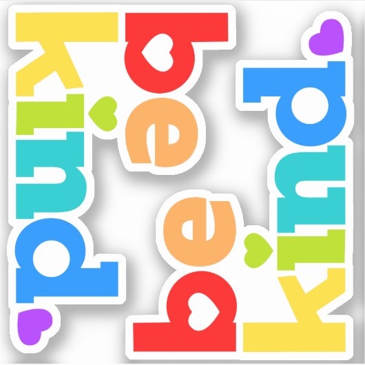 Seien Sie freundlich Regenbogen Grafik-Slogan Herz Aufkleber (Vorderseite)