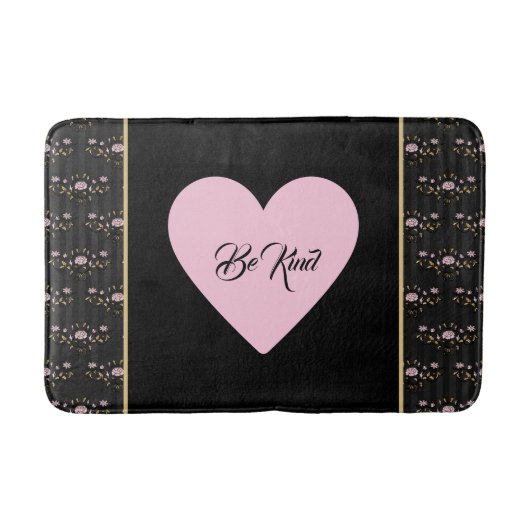 Seien Sie freundlich rosa Herz auf winzigen Rose u Badematte (Vorderseite)