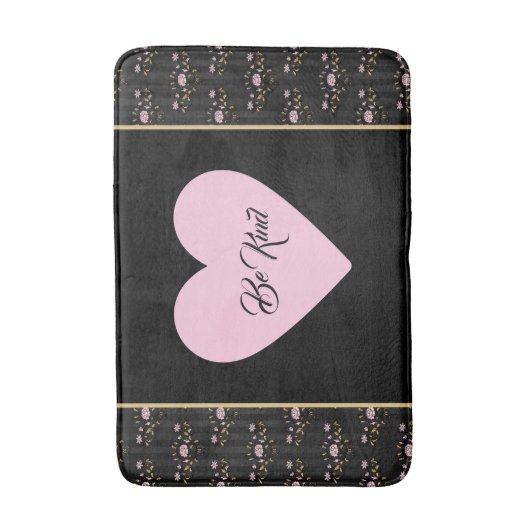 Seien Sie freundlich rosa Herz auf winzigen Rose u Badematte (Vorderseite Vertikal)