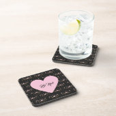 Seien Sie freundlich rosa Herz auf winzigen Rose u Getränkeuntersetzer (Rechte Seite)