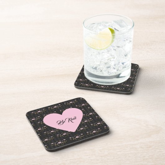 Seien Sie freundlich rosa Herz auf winzigen Rose u Getränkeuntersetzer (Rechte Seite)