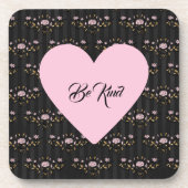 Seien Sie freundlich rosa Herz auf winzigen Rose u Getränkeuntersetzer (Vorderseite)