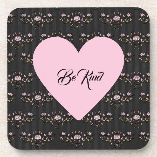 Seien Sie freundlich rosa Herz auf winzigen Rose u Getränkeuntersetzer (Vorderseite)