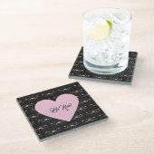 Seien Sie freundlich rosa Herz auf winzigen Rose u Glasuntersetzer (Schrägansicht)