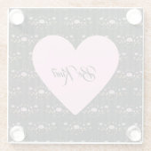 Seien Sie freundlich rosa Herz auf winzigen Rose u Glasuntersetzer (Rückseite)