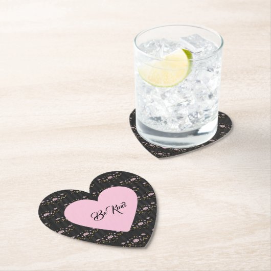 Seien Sie freundlich rosa Herz auf winzigen Rose u Untersetzer (Vor Ort)