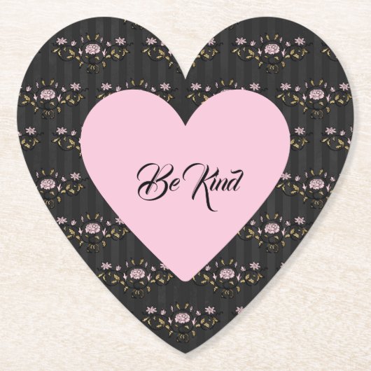 Seien Sie freundlich rosa Herz auf winzigen Rose u Untersetzer (Vorderseite)