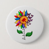 Seien Sie freundlich Sonnenblumen- Autismus-Bewuss Button (Vorderseite)