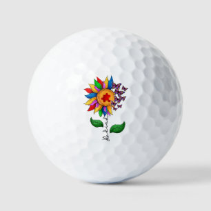 Seien Sie freundlich Sonnenblumen- Autismus-Bewuss Golfball