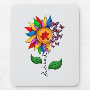 Seien Sie freundlich Sonnenblumen- Autismus-Bewuss Mousepad