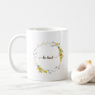 Seien Sie freundlich, Sonnenblumen, botanischer Kr Kaffeetasse