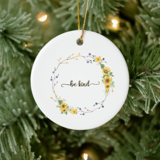 Seien Sie freundlich, Sonnenblumen, botanischer Kr Keramik Ornament (Baum)