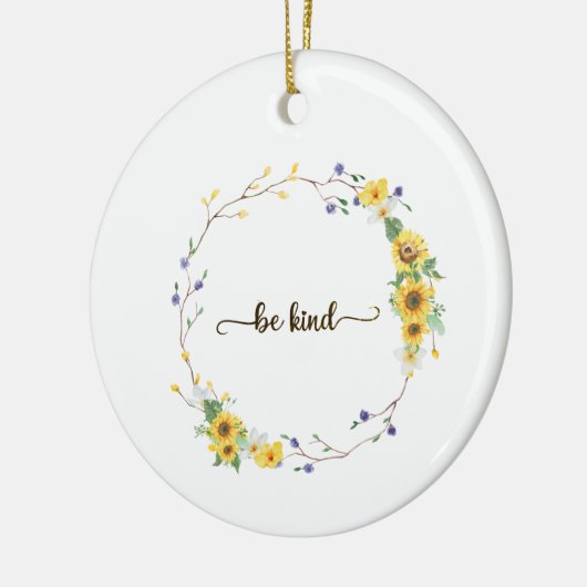 Seien Sie freundlich, Sonnenblumen, botanischer Kr Keramik Ornament (Links)