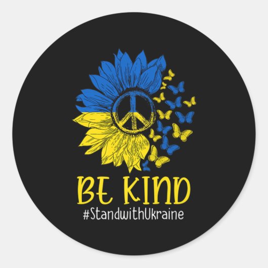 Seien Sie freundlich Sonnenblumen Frieden Liebe Uk Runder Aufkleber (Vorderseite)