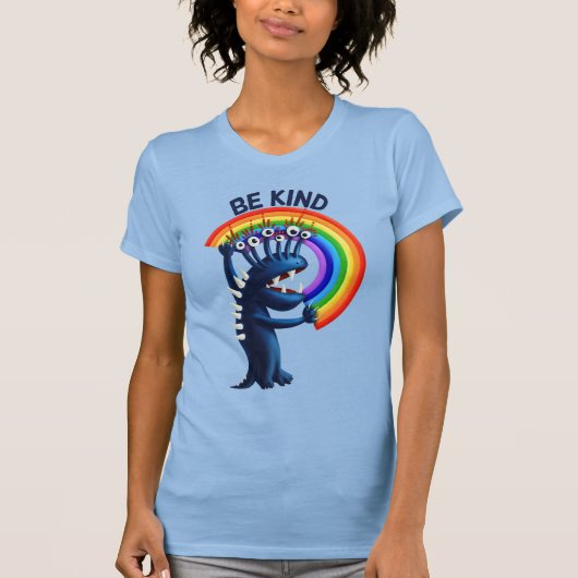 Seien Sie freundlich - Süße Figur-Regenbogen-Posit T-Shirt (Vorderseite)