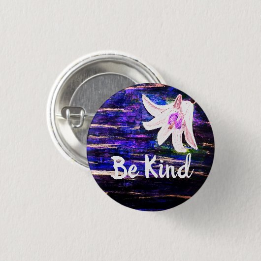 Seien Sie freundlich und Abstrakte Blume Button (Vorne & Hinten)