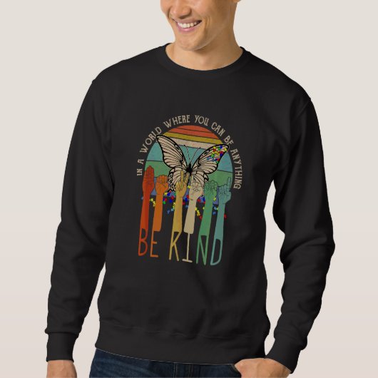 Seien Sie freundlich und sprechen Sie Lehrer Autis Sweatshirt (Vorderseite)