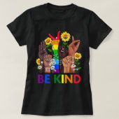 Seien Sie freundlich und sprechen Sie LGBTQ+ Gay L T-Shirt (Design vorne)