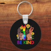 Seien Sie freundlich und sprechen Sie LGBTQ Gay Le Schlüsselanhänger (Vorderseite)