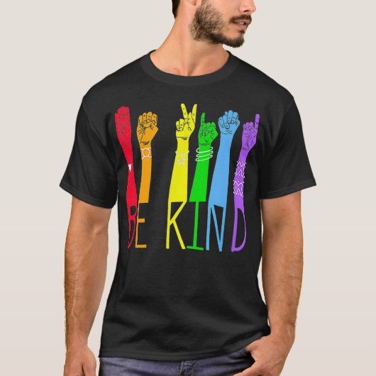 Seien Sie freundlich und sprechen Sie LGBTQ-Lehrer T-Shirt (Vorderseite)