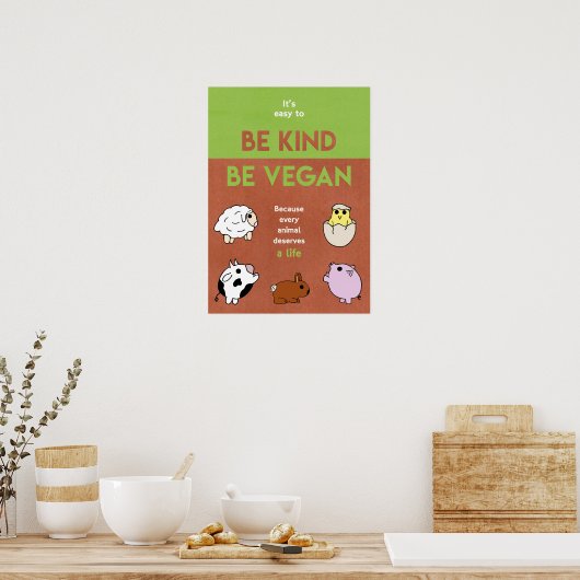 Seien Sie freundlich Vegan Poster (Küche)