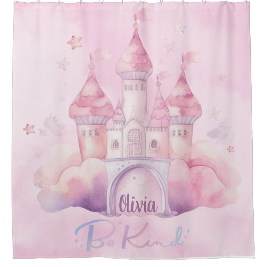 Seien Sie freundlicher Palast auf der rosa Cloud b Duschvorhang (Vorderseite)