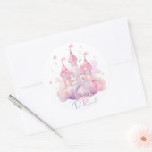 Seien Sie freundlicher Palast auf der rosa Cloud b Runder Aufkleber (Umschlag)