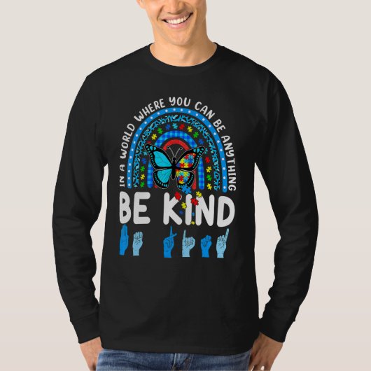 Seien Sie freundlicher Rainbow Kindness Blue Autis T-Shirt (Vorderseite)