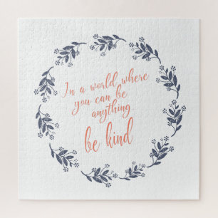 Seien Sie freundlicher Text im Hübschen Blumenkran Puzzle