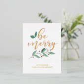 Seien Sie froh Holly Modern Business Holiday Foil Folien Feiertagspostkarte (Stehend vorne)