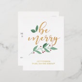 Seien Sie froh Holly Modern Business Holiday Foil Folien Feiertagspostkarte (Vorderseite/Rückseite)