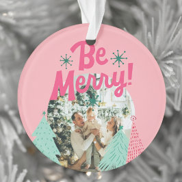 Seien Sie froh, Pink Scribble Tree Arched Foto Ornament