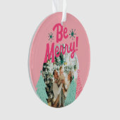 Seien Sie froh, Pink Scribble Tree Arched Foto Ornament (Vorderseite)