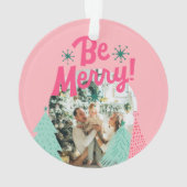 Seien Sie froh, Pink Scribble Tree Arched Foto Ornament (Rückseite)