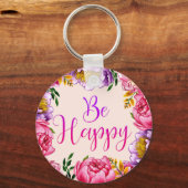 Seien Sie froh, rosa Peony Key Chain Schlüsselanhänger (Vorderseite)