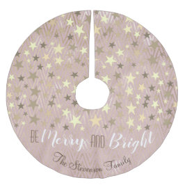 Seien Sie frohe und helle Rose Gold Polyester Weihnachtsbaumdecke