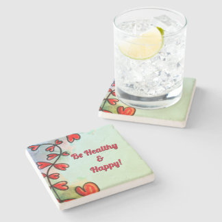 Seien Sie gesund und glücklich Sky Stone Untersetz Steinuntersetzer