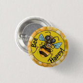 Seien Sie glücklich, Adorable Honeybiene Button (Vorne & Hinten)