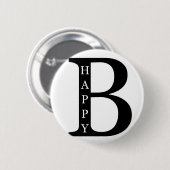 Seien Sie glücklich (auf dem Innere… Schwarzen) Button (Vorne & Hinten)