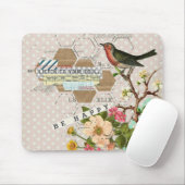 Seien Sie glücklich bei der digitalen Vogelcollage Mousepad (Mit Mouse)